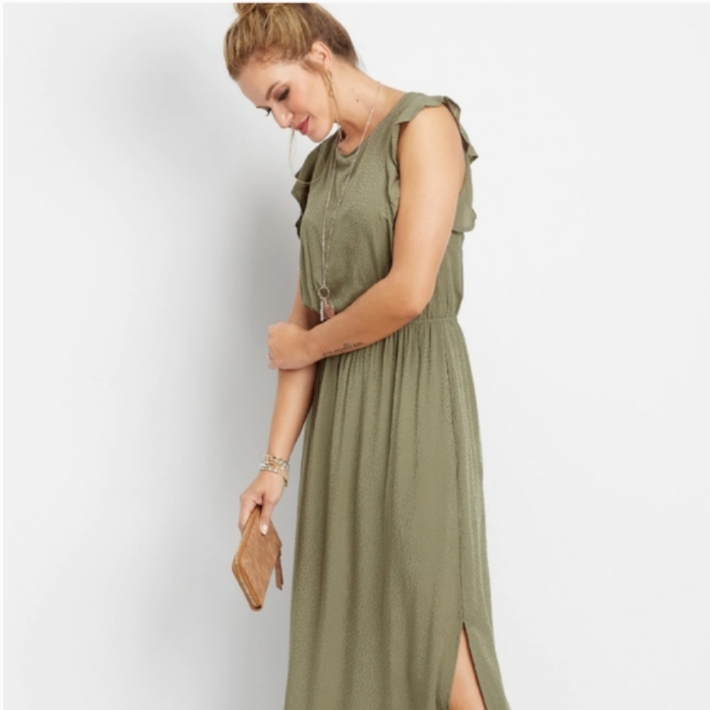 Maurice's Green Textured Maxi Dress